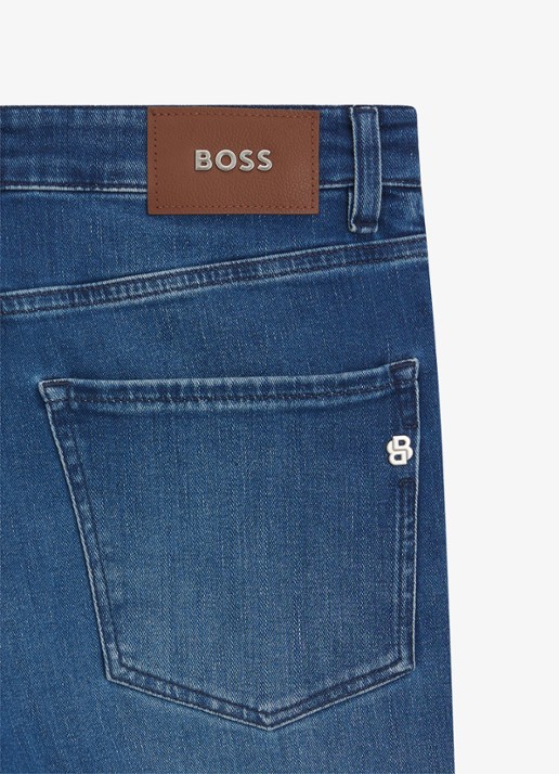 BOSS Slim fit jeans met medium wassing - detail 5 indigo
