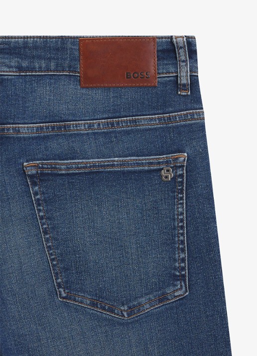 BOSS Slim fit jeans met steekzakken - detail 6 donkerblauw