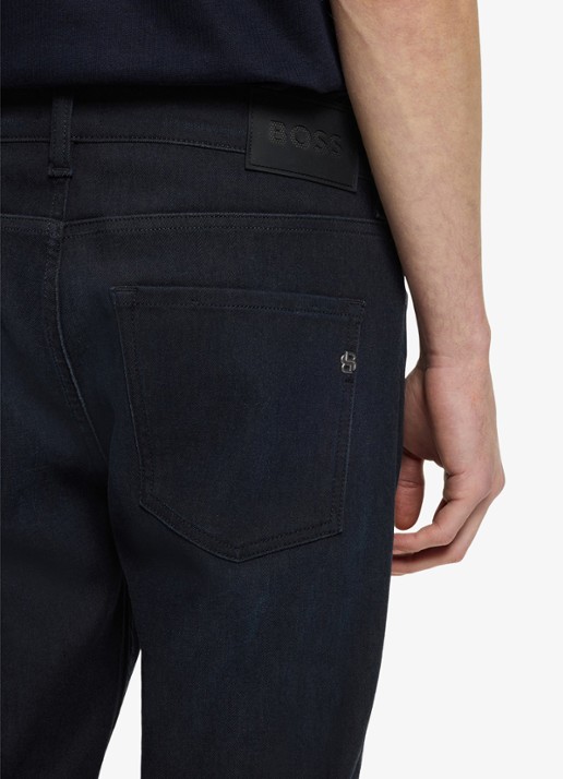 BOSS Slim fit jeans met steekzakken - detail 2 donkerblauw