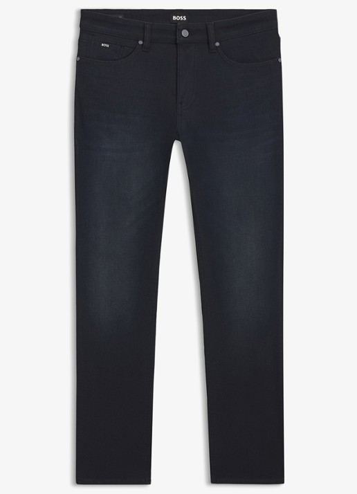 BOSS Slim fit jeans met steekzakken - voorkant 5 donkerblauw