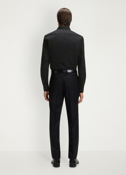 BOSS Slim-fit overhemd in gemakkelijk te strijken katoenen popeline met stretch - achterkant black-001 / zwart