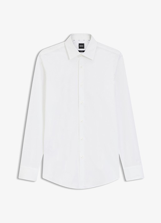 BOSS Slim-fit overhemd in gemakkelijk te strijken katoenen popeline met stretch - voorkant 5 white-100 / wit