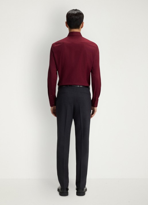 BOSS Slim-fit overhemd in gemakkelijk te strijken katoenen popeline met stretch - achterkant 4 dark red-602 / rood