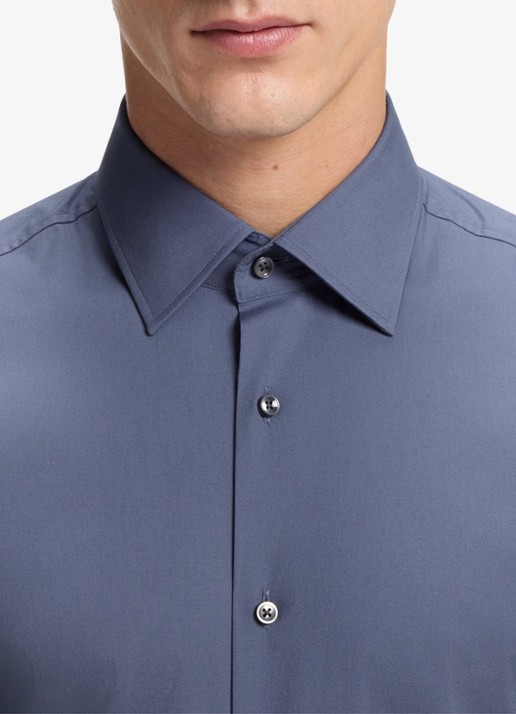 BOSS Slim-fit overhemd in gemakkelijk te strijken katoenen popeline met stretch - detail 3 open blue-466 / blauw
