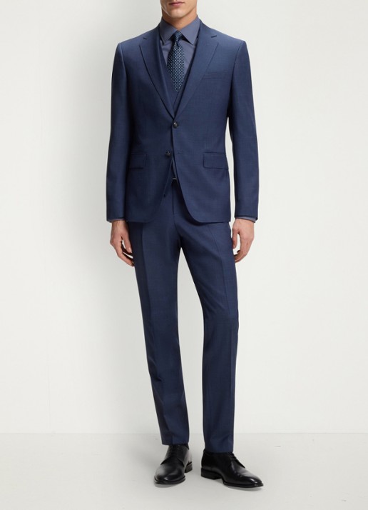 BOSS Slim-fit overhemd in gemakkelijk te strijken katoenen popeline met stretch - voorkant 6 open blue-466 / blauw