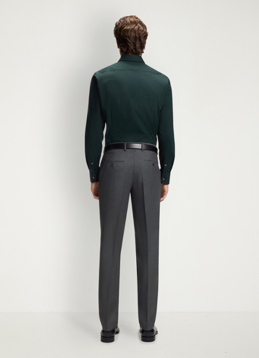 BOSS Slim-fit overhemd in gemakkelijk te strijken katoenen popeline met stretch - achterkant 6 open green-350 / groen