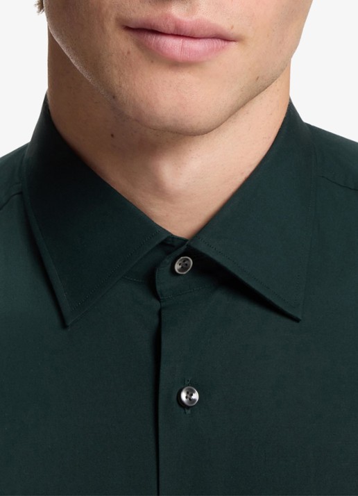 BOSS Slim-fit overhemd in gemakkelijk te strijken katoenen popeline met stretch - detail 3 open green-350 / groen