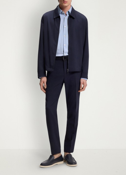 BOSS Slim fit overhemd met kent kraag - voorkant 3 lichtblauw