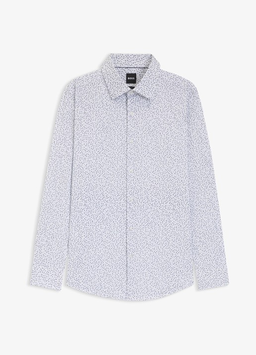 BOSS Slim fit overhemd met print - voorkant 2 middenblauw