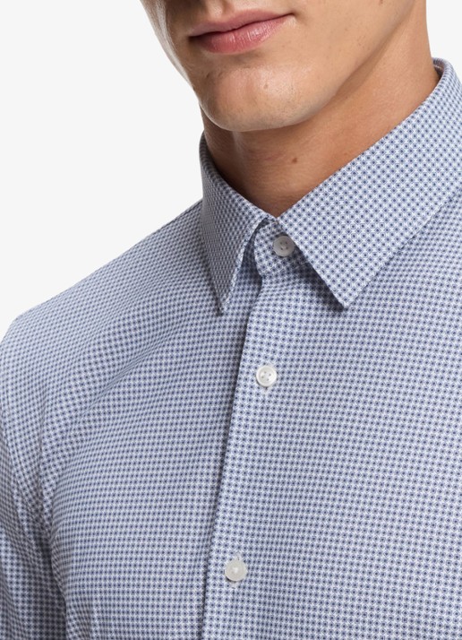 BOSS Slim fit overhemd met print - detail 4 donkerblauw