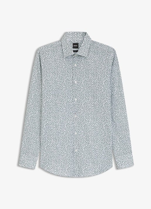 BOSS Slim fit overhemd met print - voorkant groen