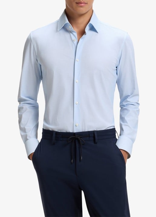 BOSS Slim fit overhemd met ruit dessin
