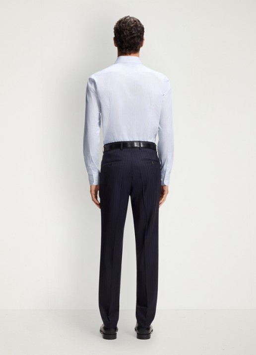 BOSS Slim fit overhemd met streepprint  - achterkant 4 lichtblauw