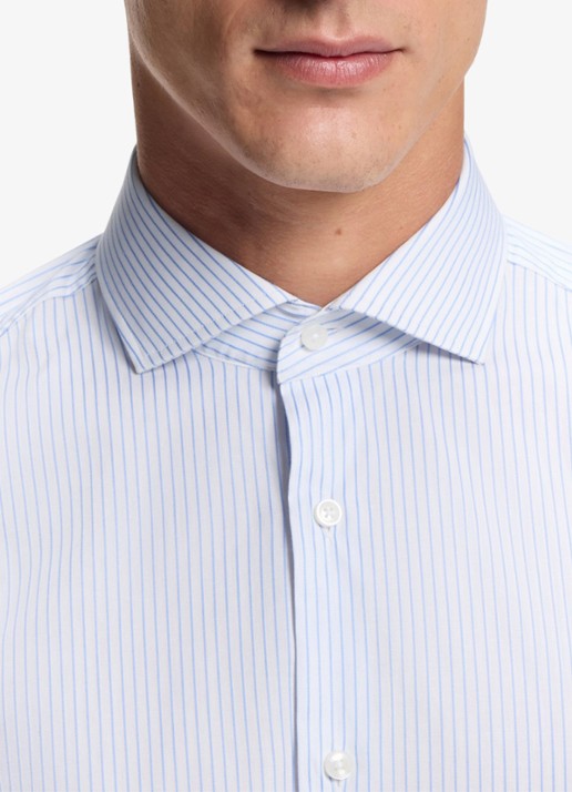 BOSS Slim fit overhemd met streepprint  - detail 2 lichtblauw