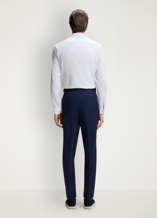 BOSS Slim fit overhemd met streepprint - achterkant 4 lichtblauw