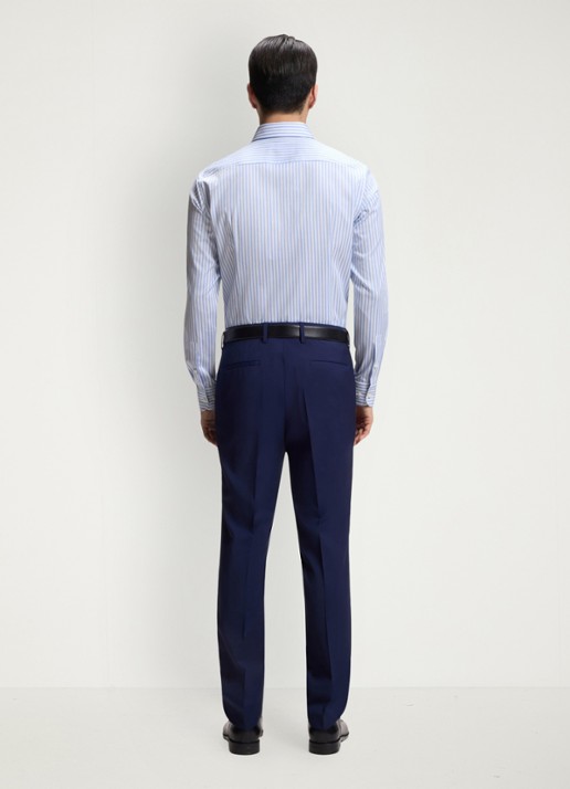 BOSS Slim fit overhemd met streepprint - achterkant lichtblauw