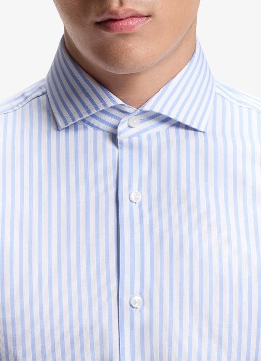 BOSS Slim fit overhemd met streepprint - detail 5 lichtblauw
