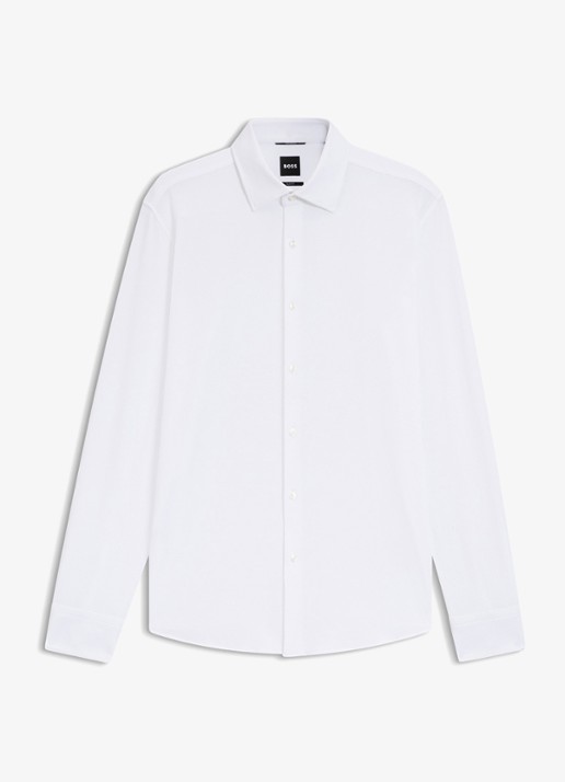 BOSS Slim fit overhemd met stretch - voorkant 2 wit