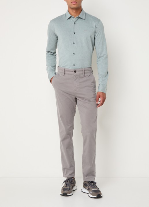 BOSS Slim-fit overhemd van gemêleerde katoenen jersey - voorkant 3 mint