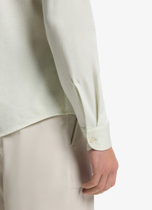 BOSS Slim-fit overhemd van gemêleerde katoenen jersey - detail 6 lichtgroen