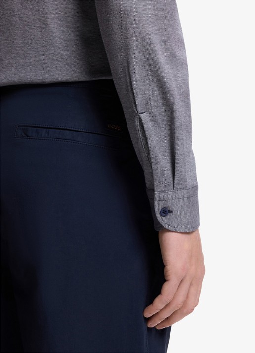 BOSS Slim-fit overhemd van gemêleerde katoenen jersey - detail 3 donkerblauw 406