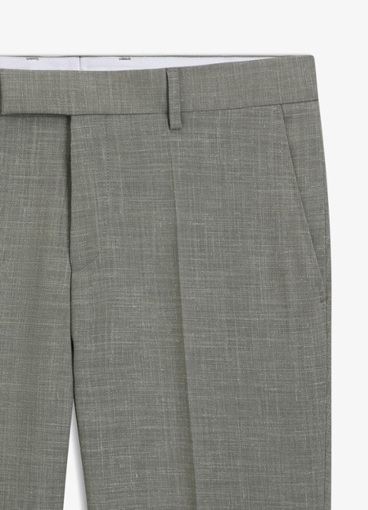 BOSS Slim fit pantalon met gemêleerd dessin - detail lindegroen