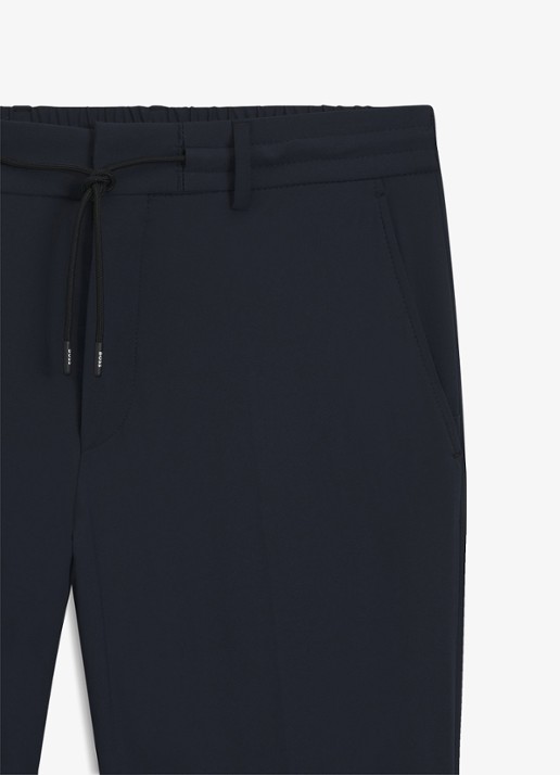 BOSS Slim fit pantalon met trekkoord - detail 4 donkerblauw