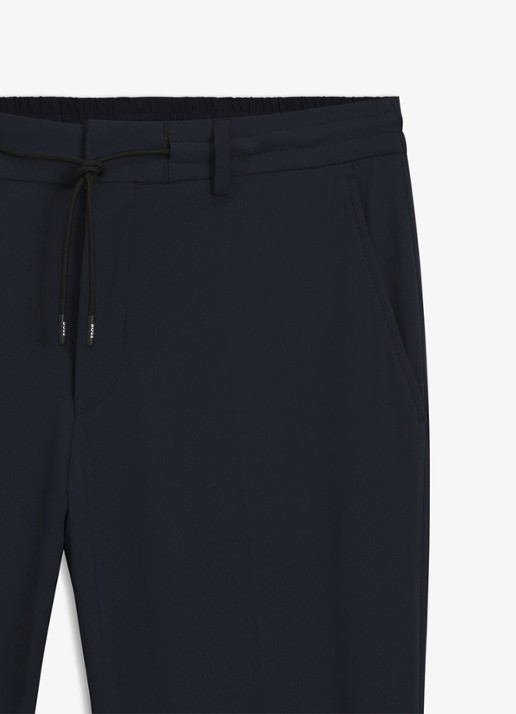 BOSS Slim fit pantalon met trekkoord - detail 5 donkerblauw