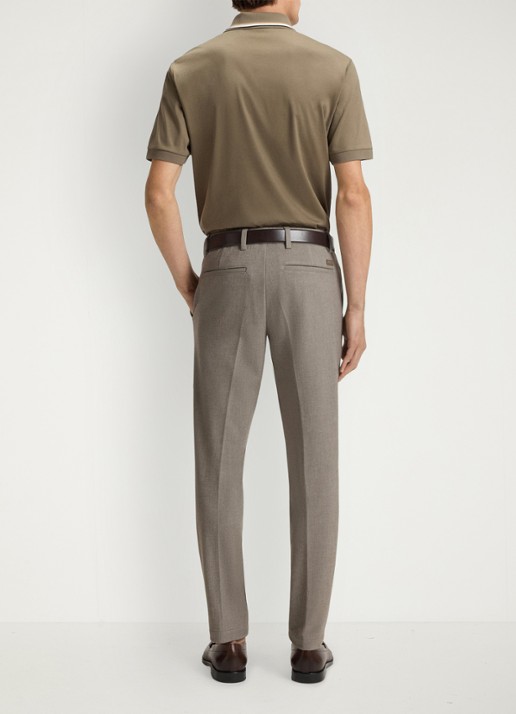 BOSS Slim fit pantalon met visgraatdessin - achterkant 3 lichtbruin