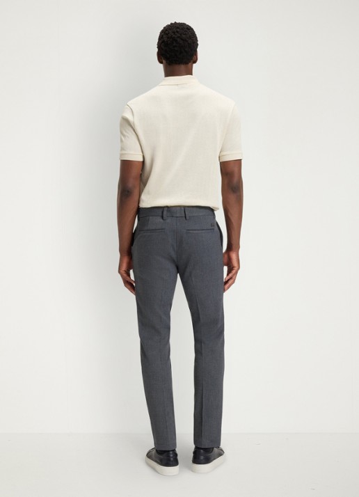 BOSS Slim fit pantalon met visgraatdessin - achterkant 6 antraciet