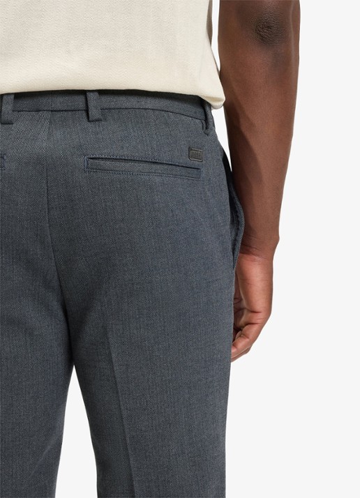 BOSS Slim fit pantalon met visgraatdessin - detail 2 antraciet