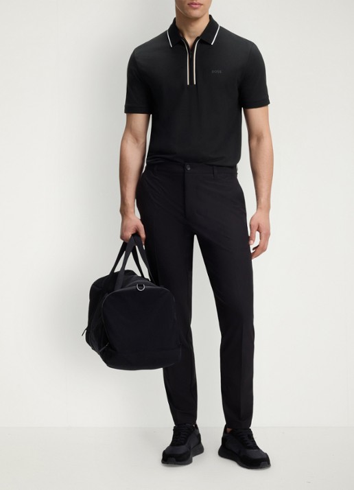 BOSS Slim fit polo met logo - voorkant 2 zwart