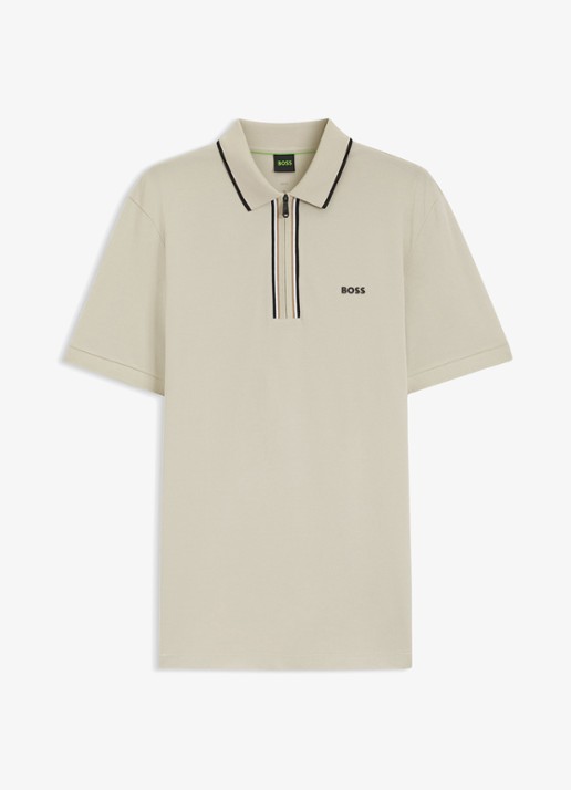BOSS Slim fit polo met logo - voorkant light beige-272 / beige