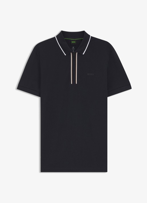 BOSS Slim fit polo met logo - voorkant donkerblauw
