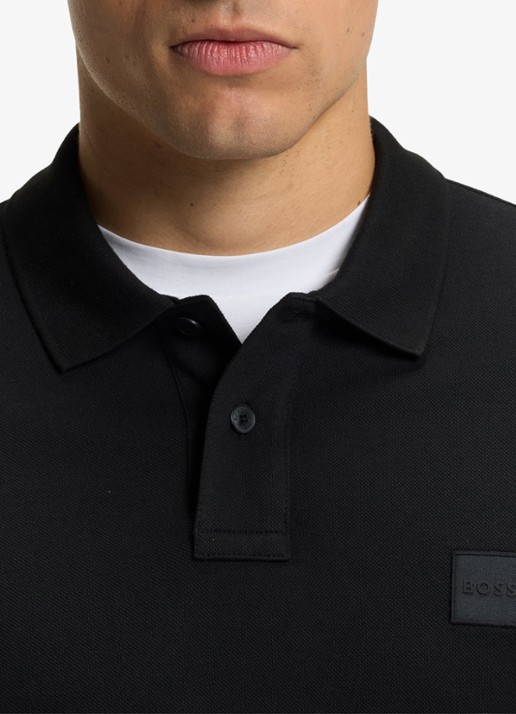 BOSS Slim fit polo van katoen - detail 5 zwart