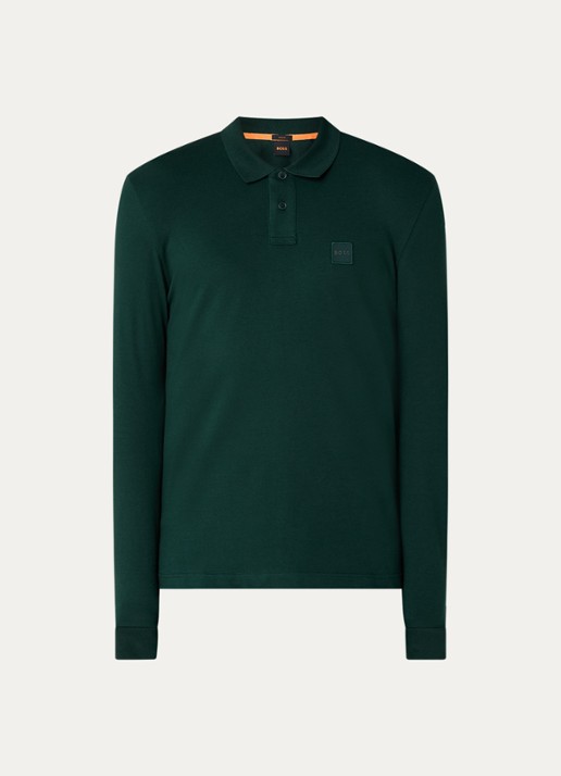BOSS Slim fit polo van katoen - voorkant 2 groen