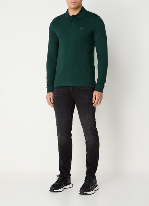 BOSS Slim fit polo van katoen - voorkant 3 groen