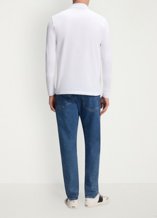 BOSS Slim fit polo van katoen - achterkant wit