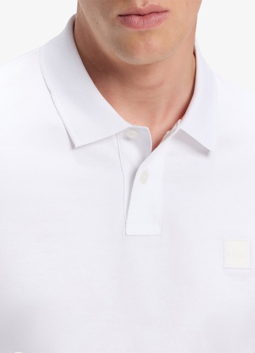 BOSS Slim fit polo van katoen - detail 3 wit