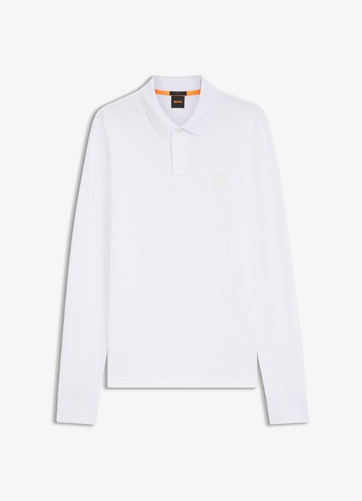 BOSS Slim fit polo van katoen - voorkant 5 wit