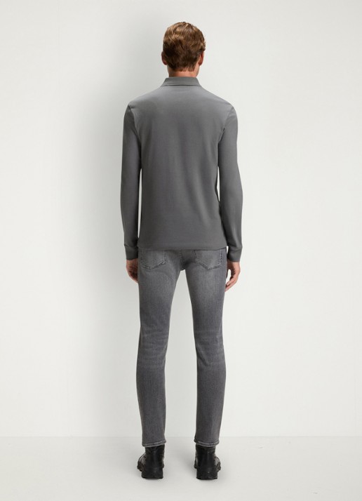 BOSS Slim fit polo van katoen - achterkant 3 middengrijs