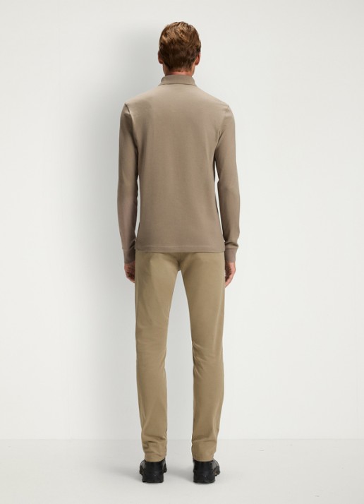 BOSS Slim fit polo van katoen - achterkant 3 khaki