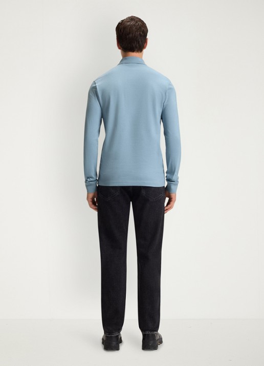 BOSS Slim fit polo van katoen - achterkant pastel blue / blauw