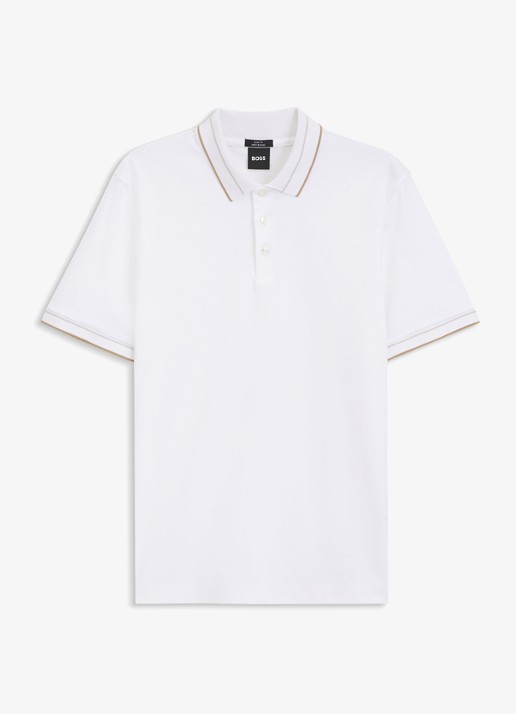 BOSS Slim fit polo van katoen - voorkant wit