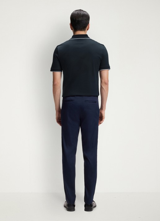 BOSS Slim fit polo van katoen - achterkant 5 donkerblauw