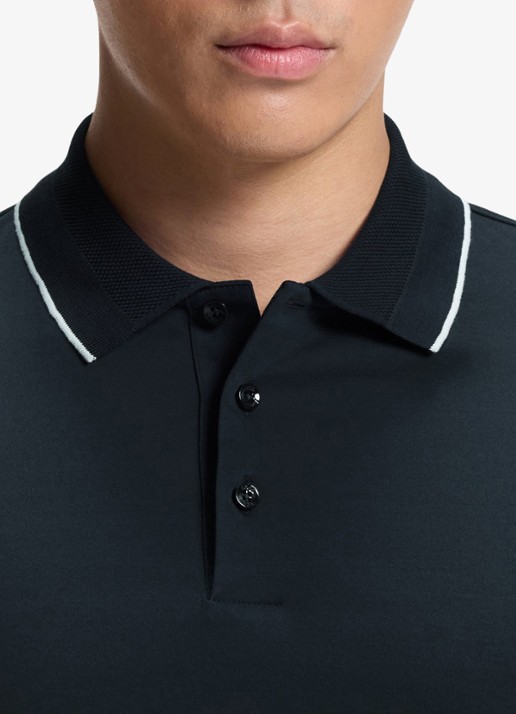 BOSS Slim fit polo van katoen - detail 2 donkerblauw