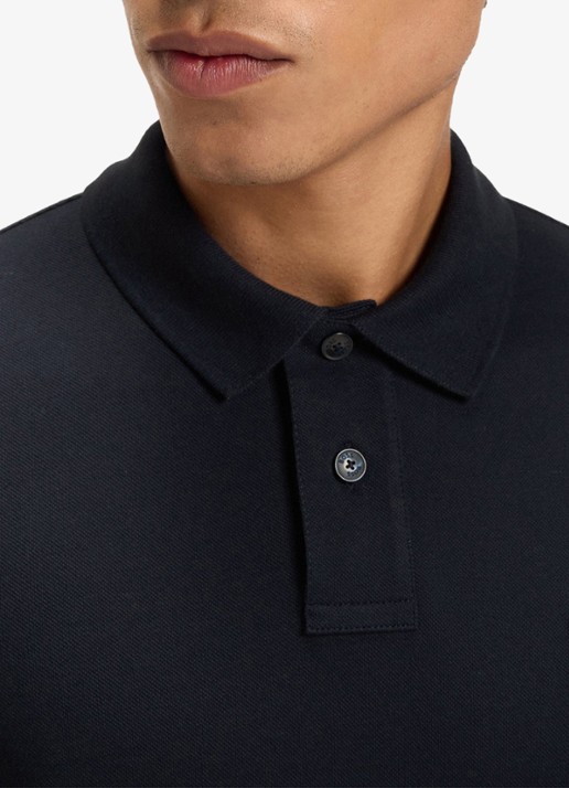 BOSS Slim-fit polo van stretchkatoen met logopatch - detail 2 donkerblauw