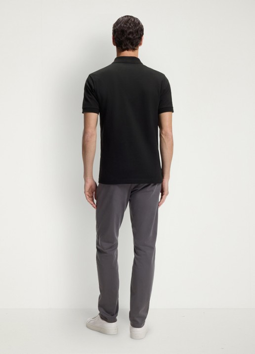 BOSS Slim-fit polo van stretchkatoen met logopatch - achterkant 6 zwart