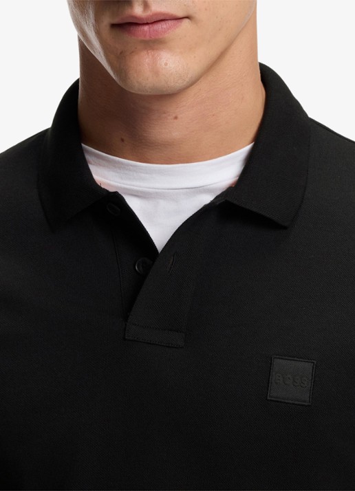 BOSS Slim-fit polo van stretchkatoen met logopatch - detail 5 zwart
