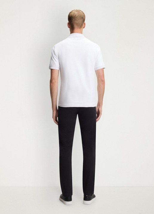 BOSS Slim-fit polo van stretchkatoen met logopatch - achterkant wit